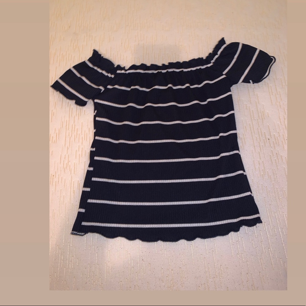 Navy blue off shoulder crop top